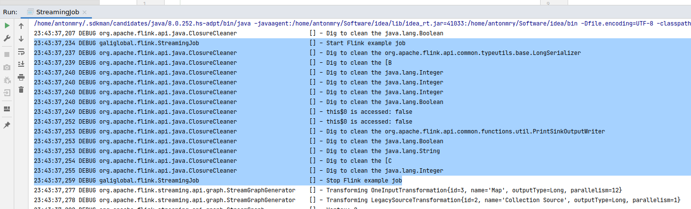 Flink log messages